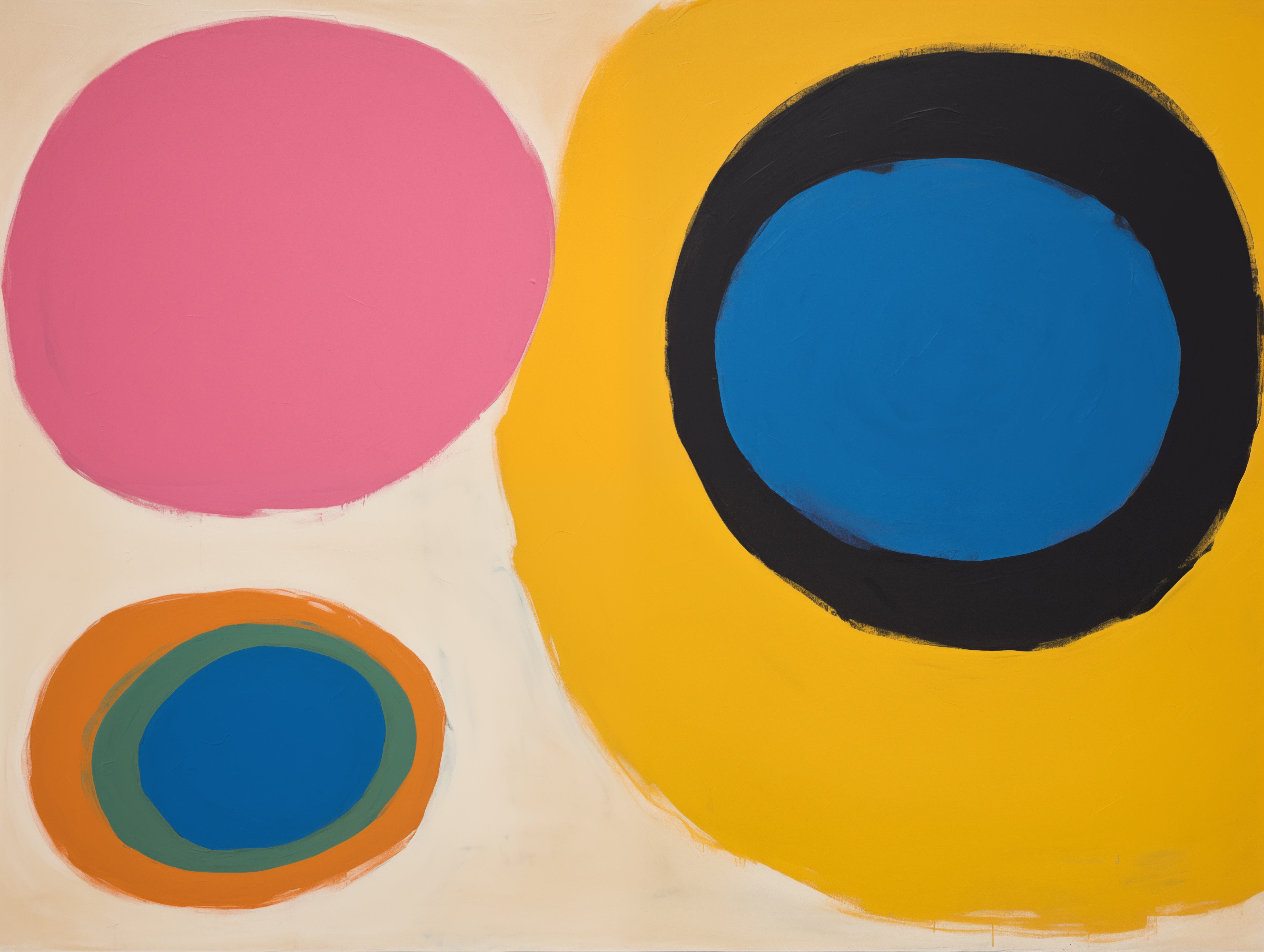 Haute Curations - Image of Colour Field Art on canvas, colourful circles, landscape orientation