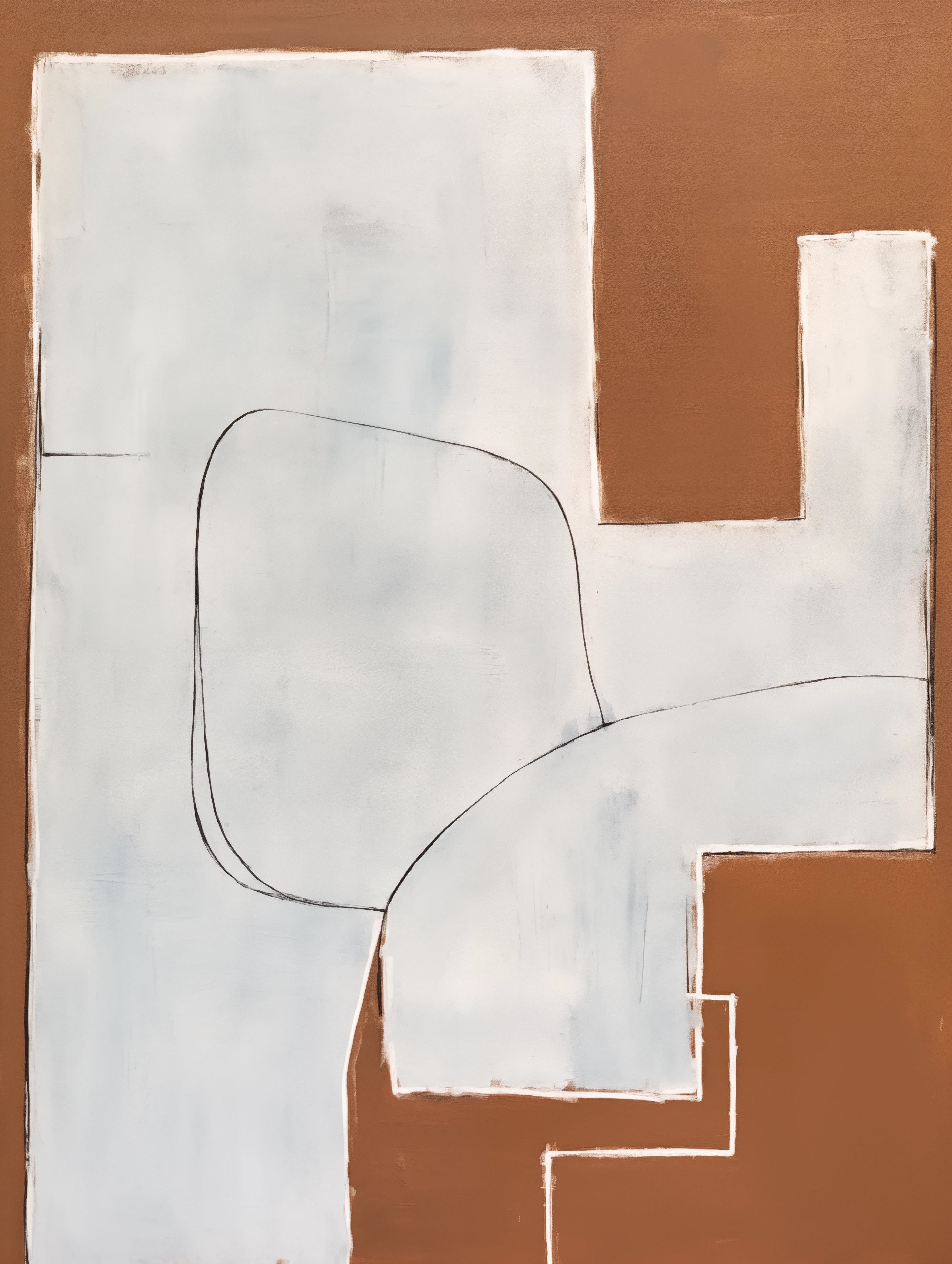 Haute Curations - Contemporary Abstract Artwork - Brown textured with white shapes