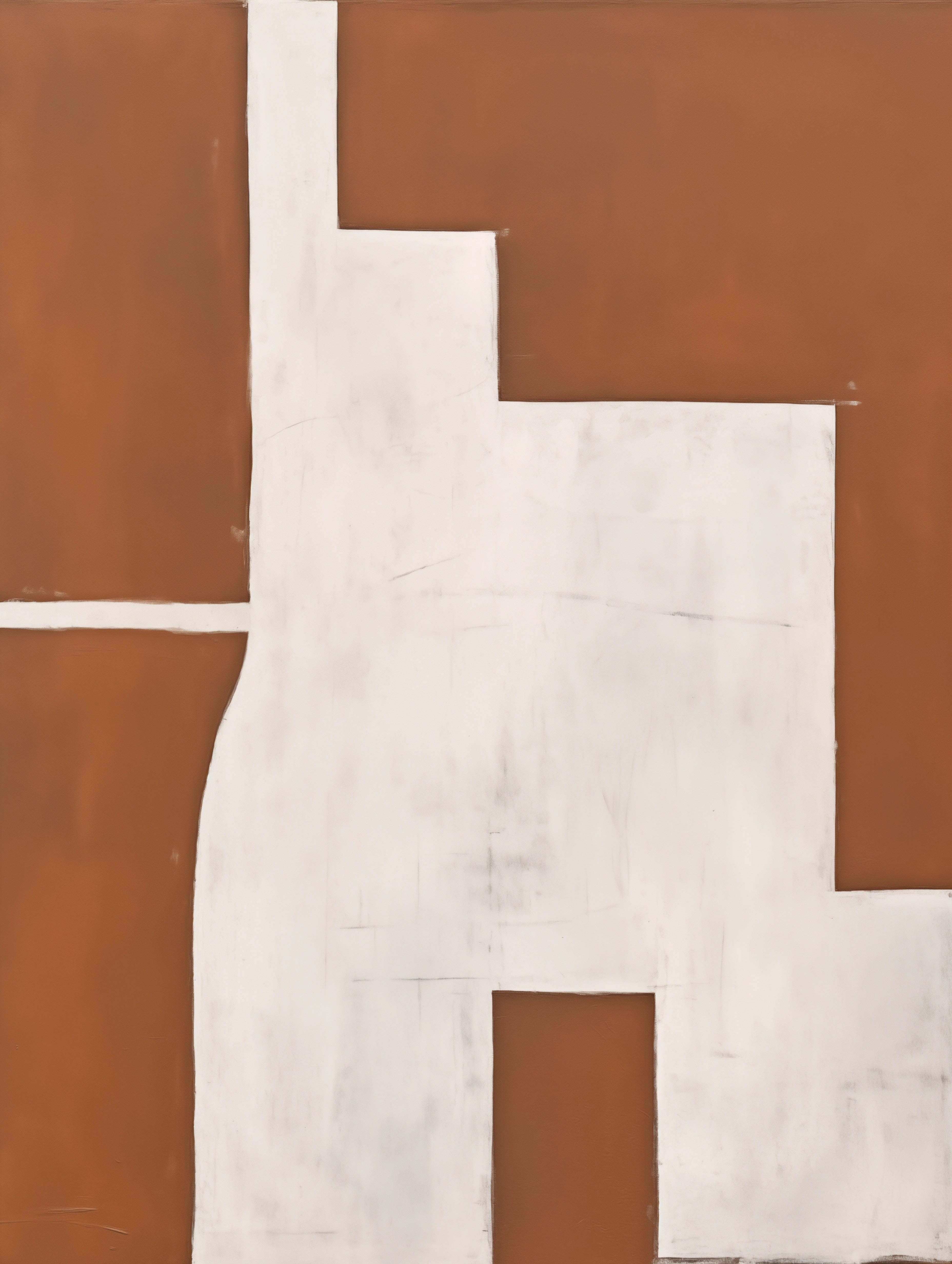 Haute Curations - Contemporary Abstract Artwork - Brown textured with white shapes