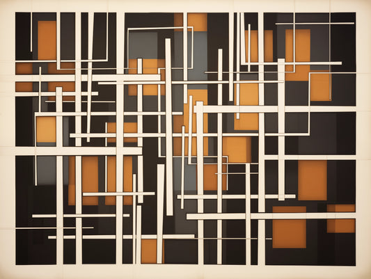 Haute Curations Fine Art Print - Geometric Abstract Painting - Squares and rectangles in earth tones