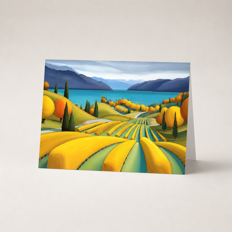 Custom greeting card featuring original British Columbia landscape artwork created by Haute Curations.